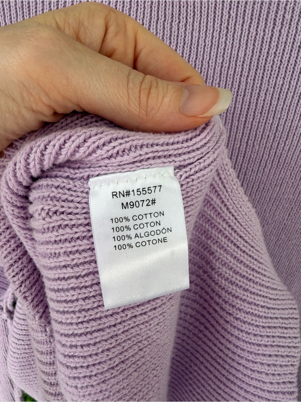 Carly Jean Los Angeles Lavender 100% Cotton Oversized Dolman Sleeve Sweater M/L - Picture 6 of 8